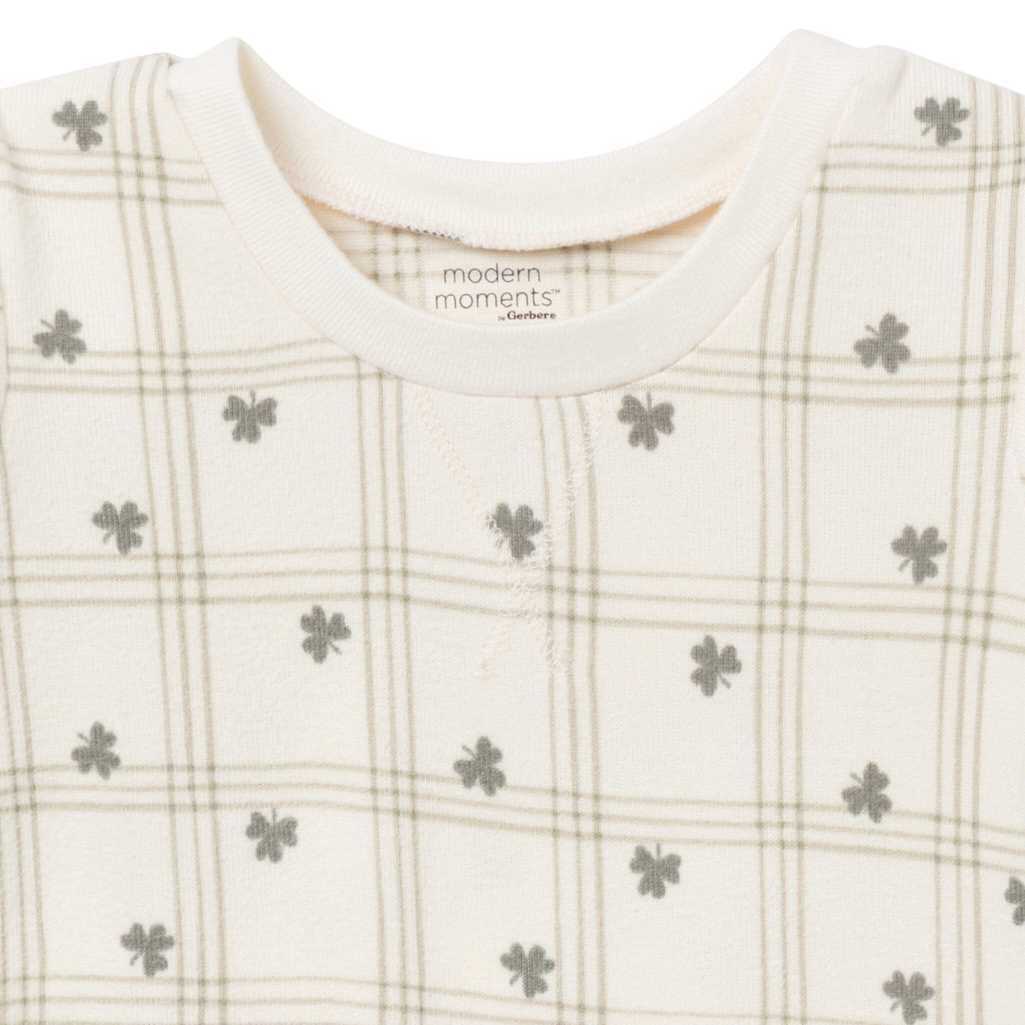 2-Piece Infant & Toddler Neutral Ivory Shamrock Snug Fitting Hacci Pajamas Set - Image 4