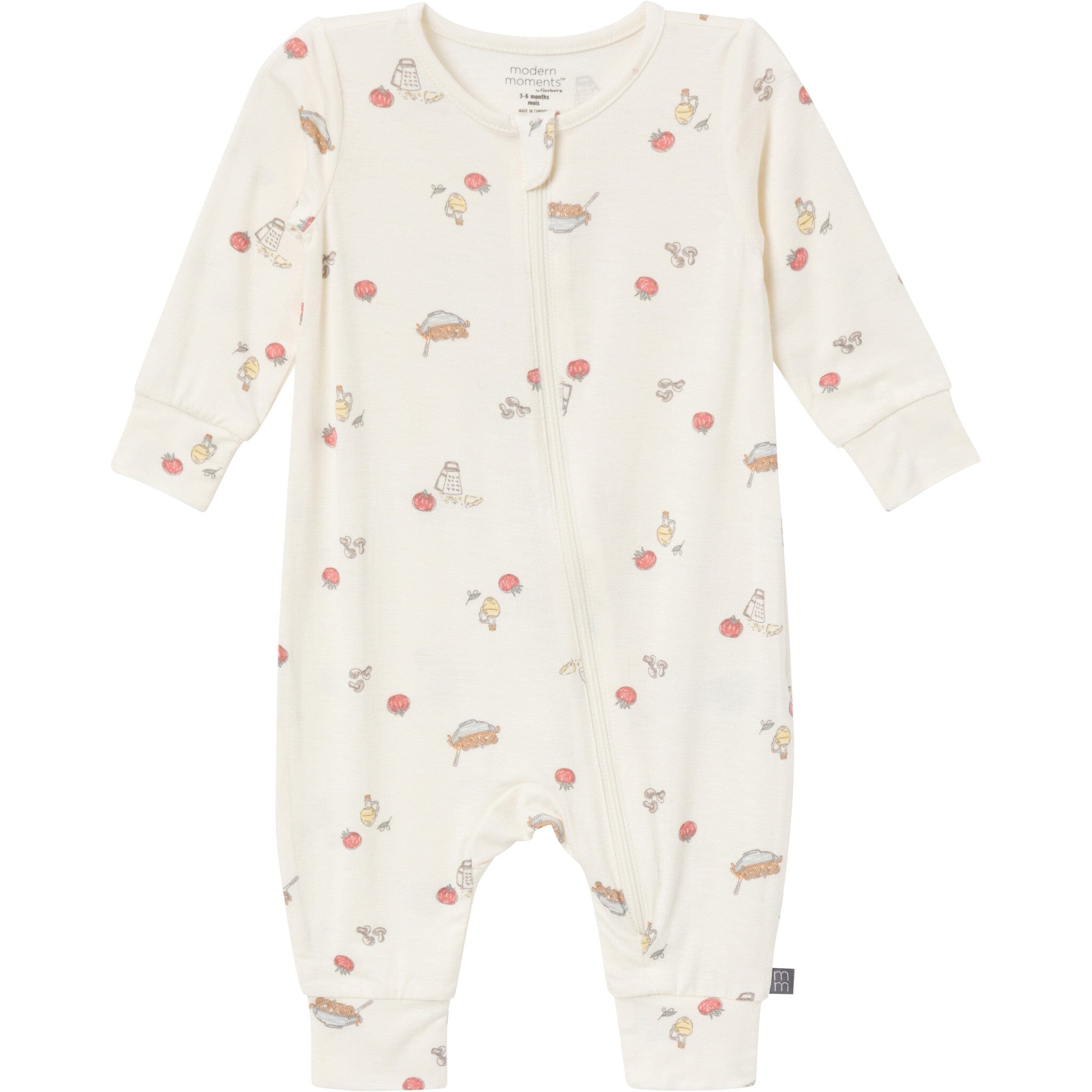 2-Pack Baby Neutral Pasta Dinner Zip Front Viscose Rompers - Image 2