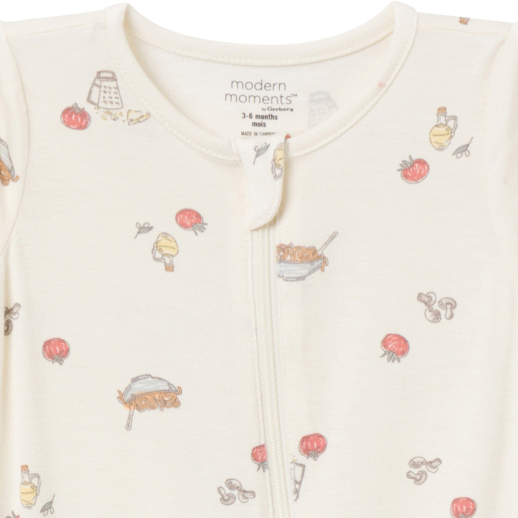 2-Pack Baby Neutral Pasta Dinner Zip Front Viscose Rompers - Image 3
