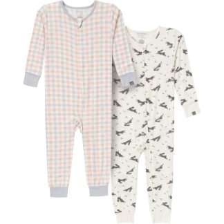 2-Pack Baby & Toddler Neutral Blue Plaid Viscose Snug Fitting Footless Pajamas