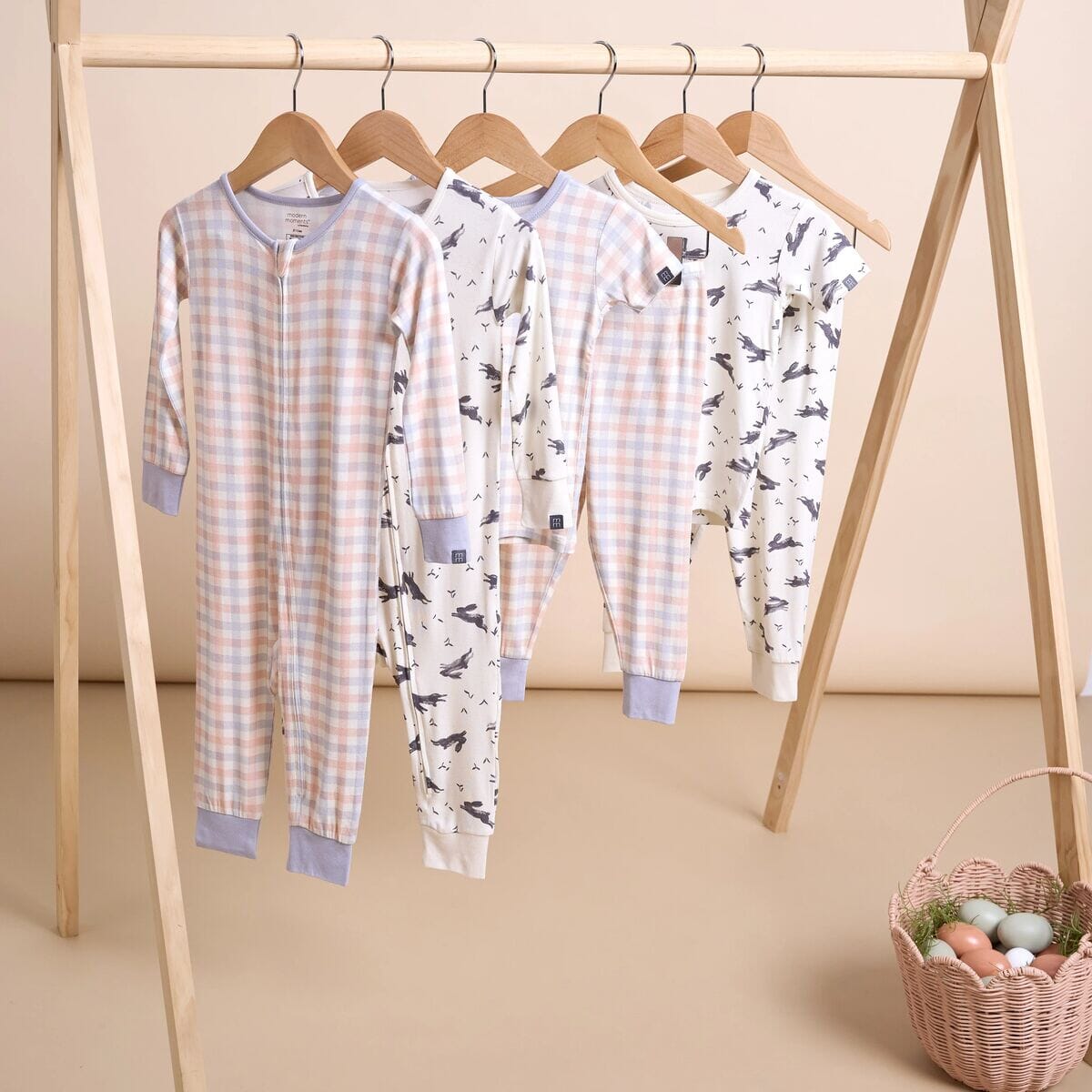 2-Pack Baby & Toddler Neutral Blue Plaid Viscose Snug Fitting Footless Pajamas - Image 12