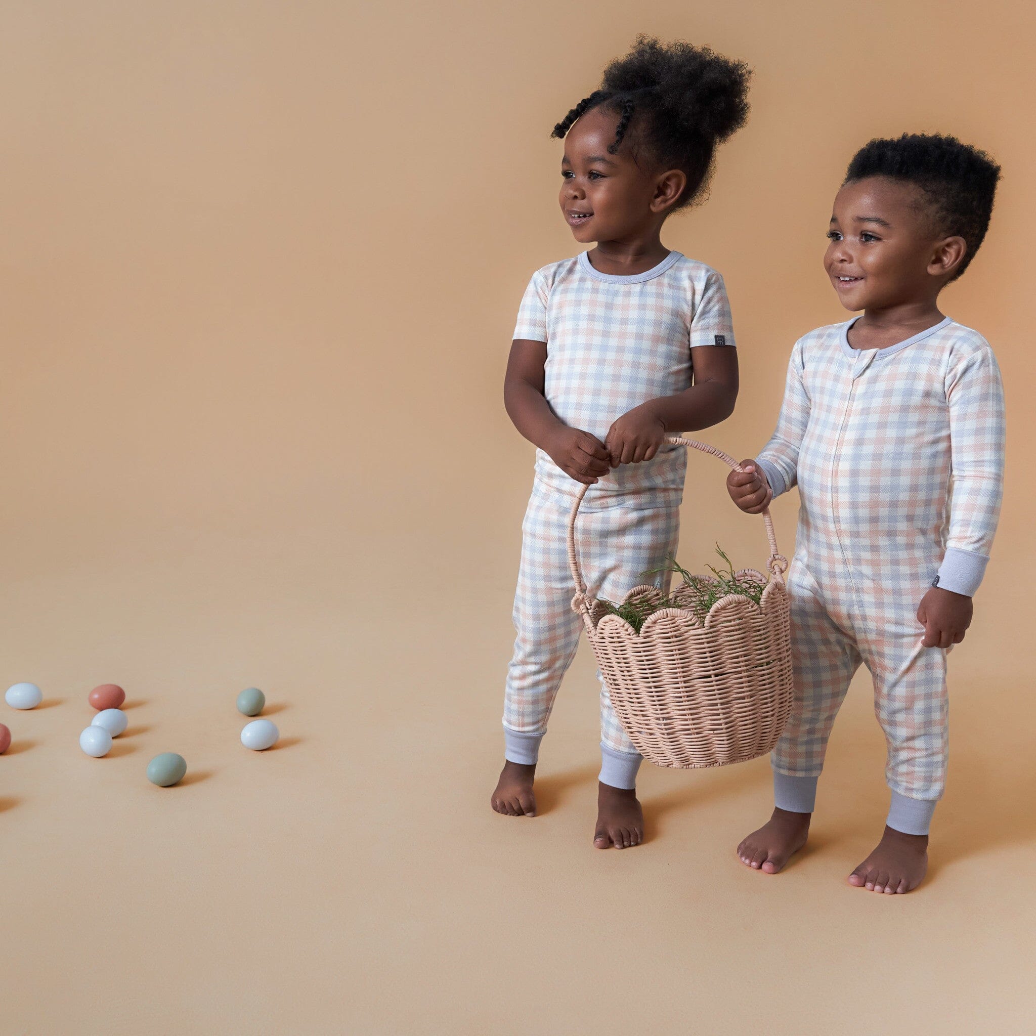 2-Pack Baby & Toddler Neutral Blue Plaid Viscose Snug Fitting Footless Pajamas - Image 2