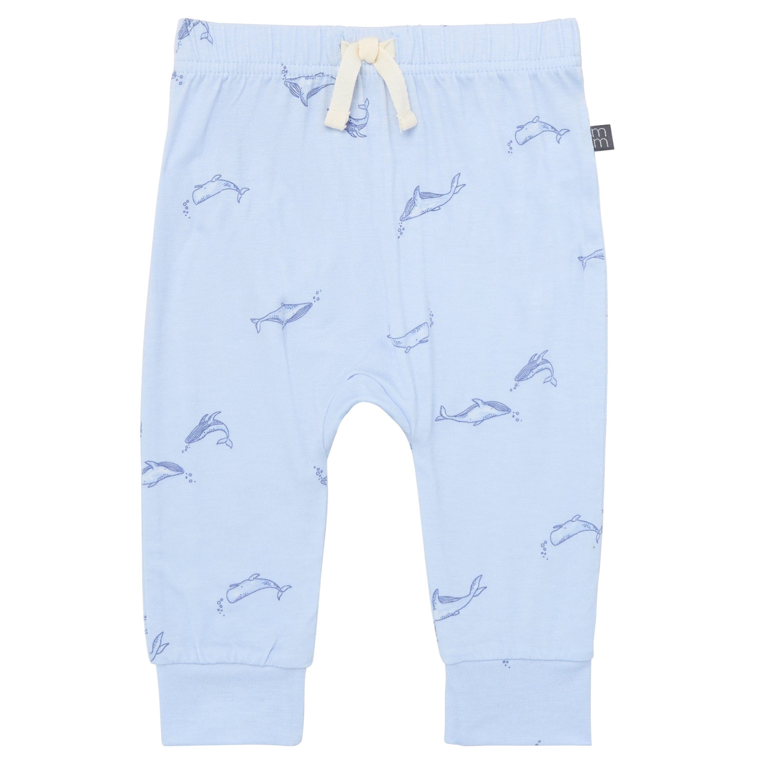 4-Piece Baby Boys Light Blue Whale Viscose Bodysuits and Pants Set - Image 7