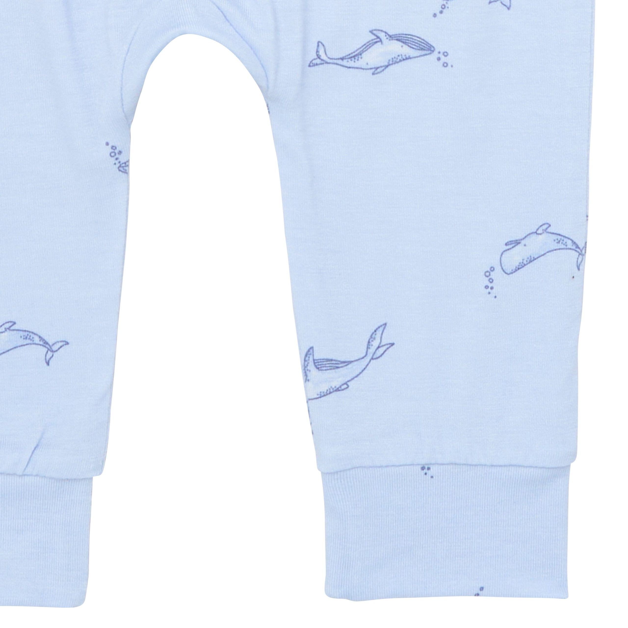 4-Piece Baby Boys Light Blue Whale Viscose Bodysuits and Pants Set - Image 9