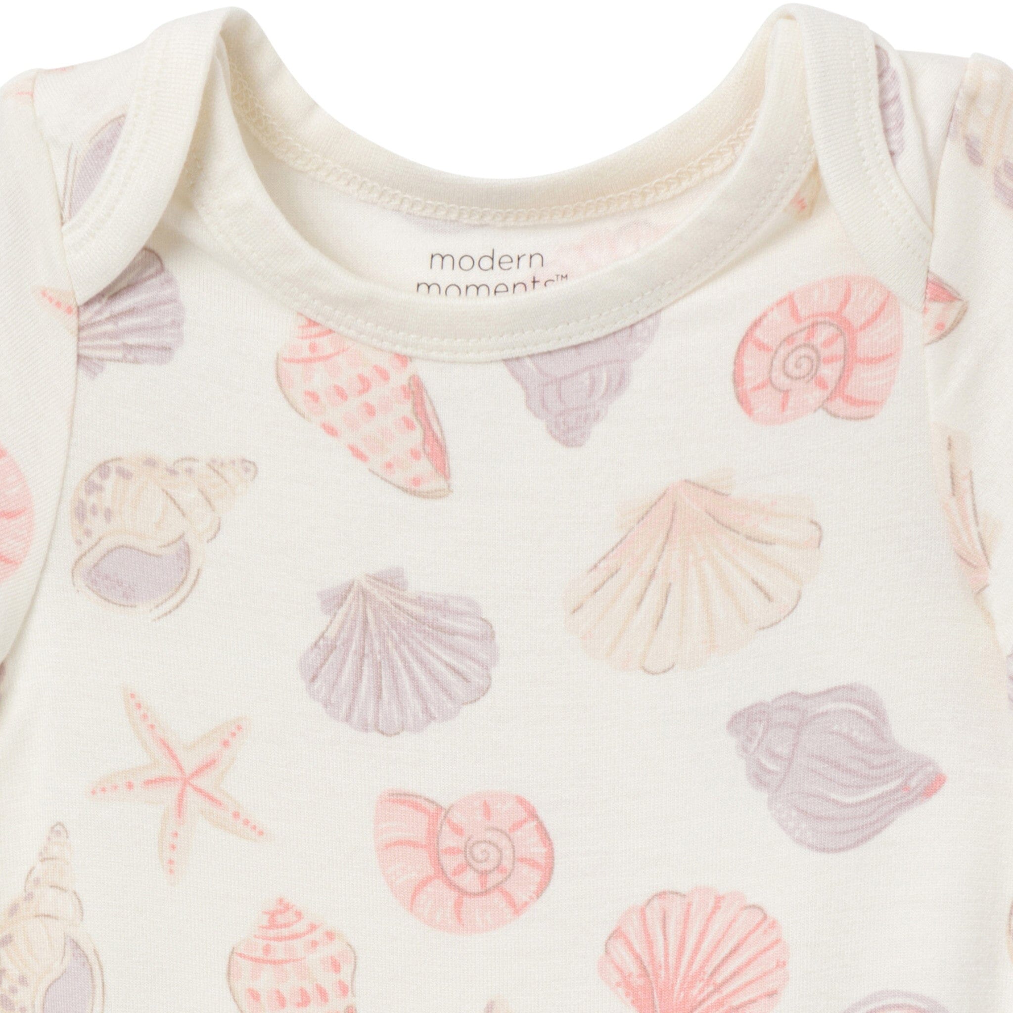 4-Piece Baby Girls Ivory Seashells Viscose Bodysuits and Pants Set - Image 3