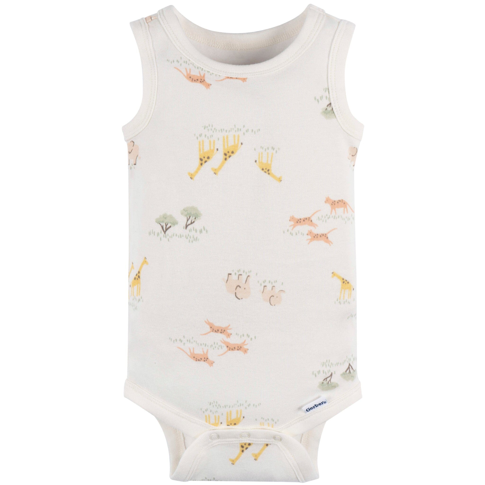 4-Pack Baby Neutral Ivory Safari Sleeveless Onesies® Bodysuits - Image 7