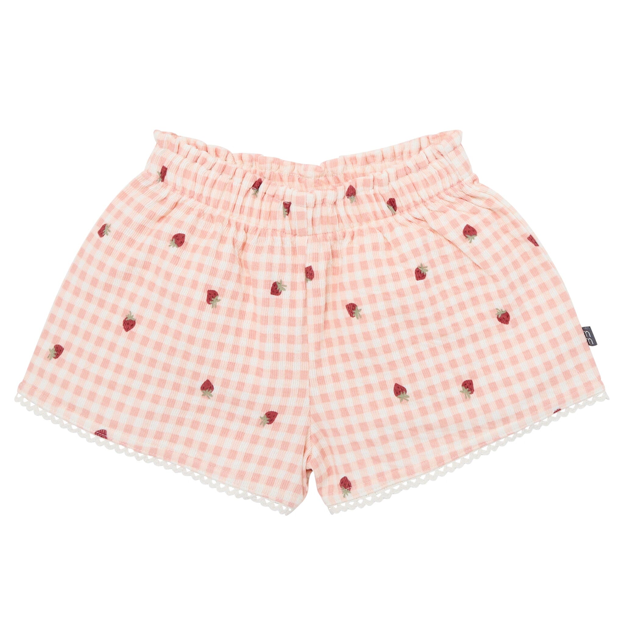 2-Piece Infant & Toddler Girls Rose Strawberry Gingham Top and Shorts Set - Image 5