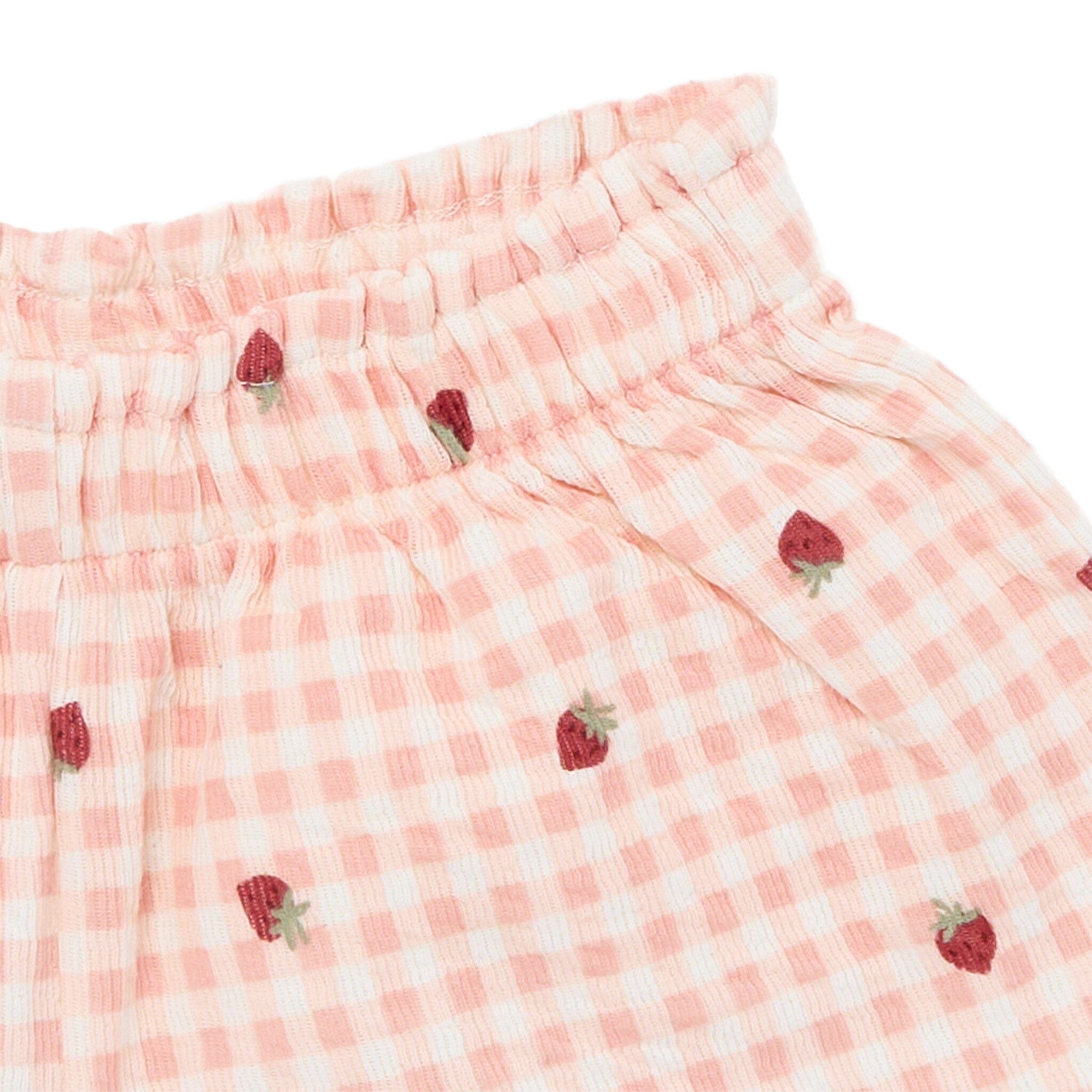 2-Piece Infant & Toddler Girls Rose Strawberry Gingham Top and Shorts Set - Image 6