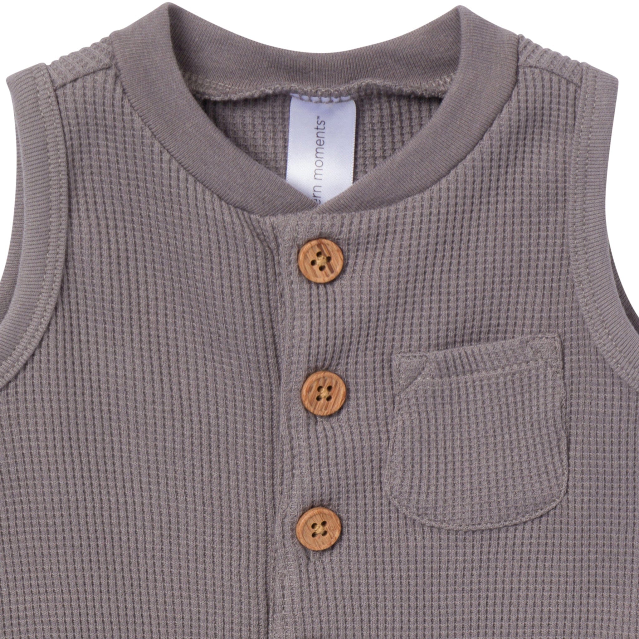 Baby Boys Medium Grey Sleeveless Romper - Image 2