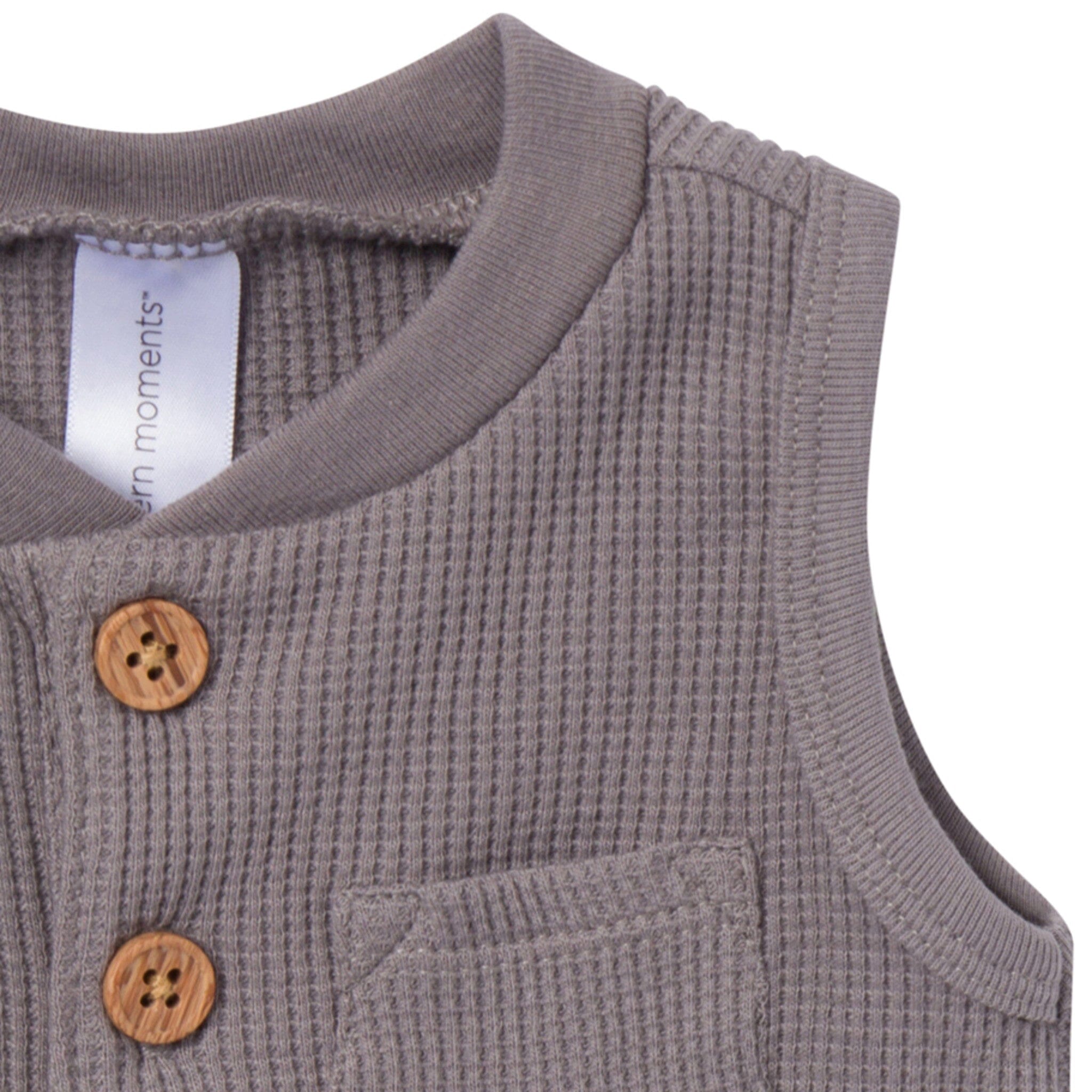 Baby Boys Medium Grey Sleeveless Romper - Image 3