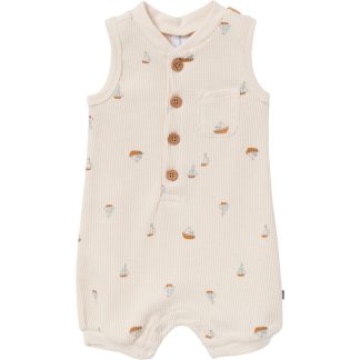 Baby Boys Beige Sailboat Sleeveless Romper
