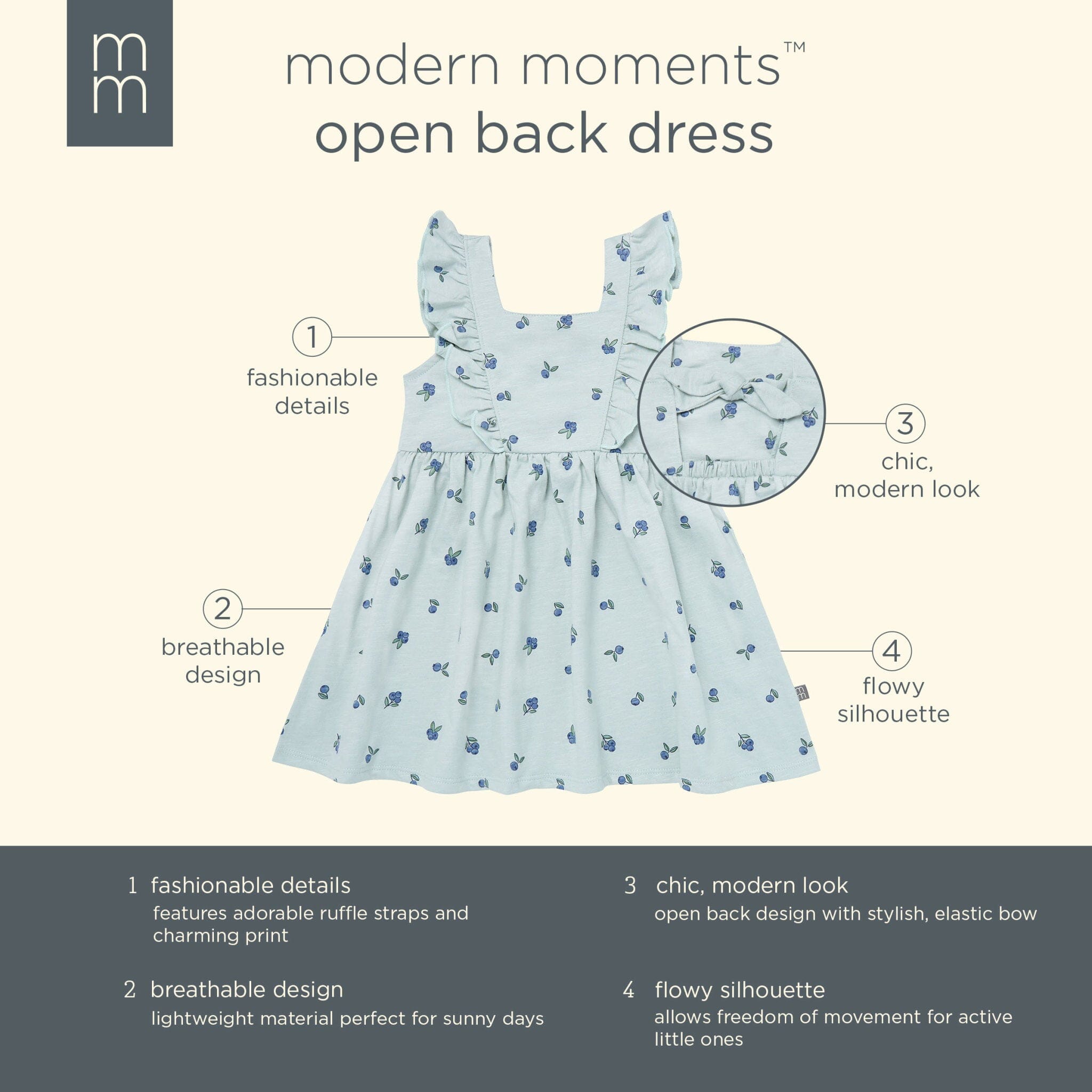 Infant & Toddler Girls Blueberries Bow Back Dress - Image 6