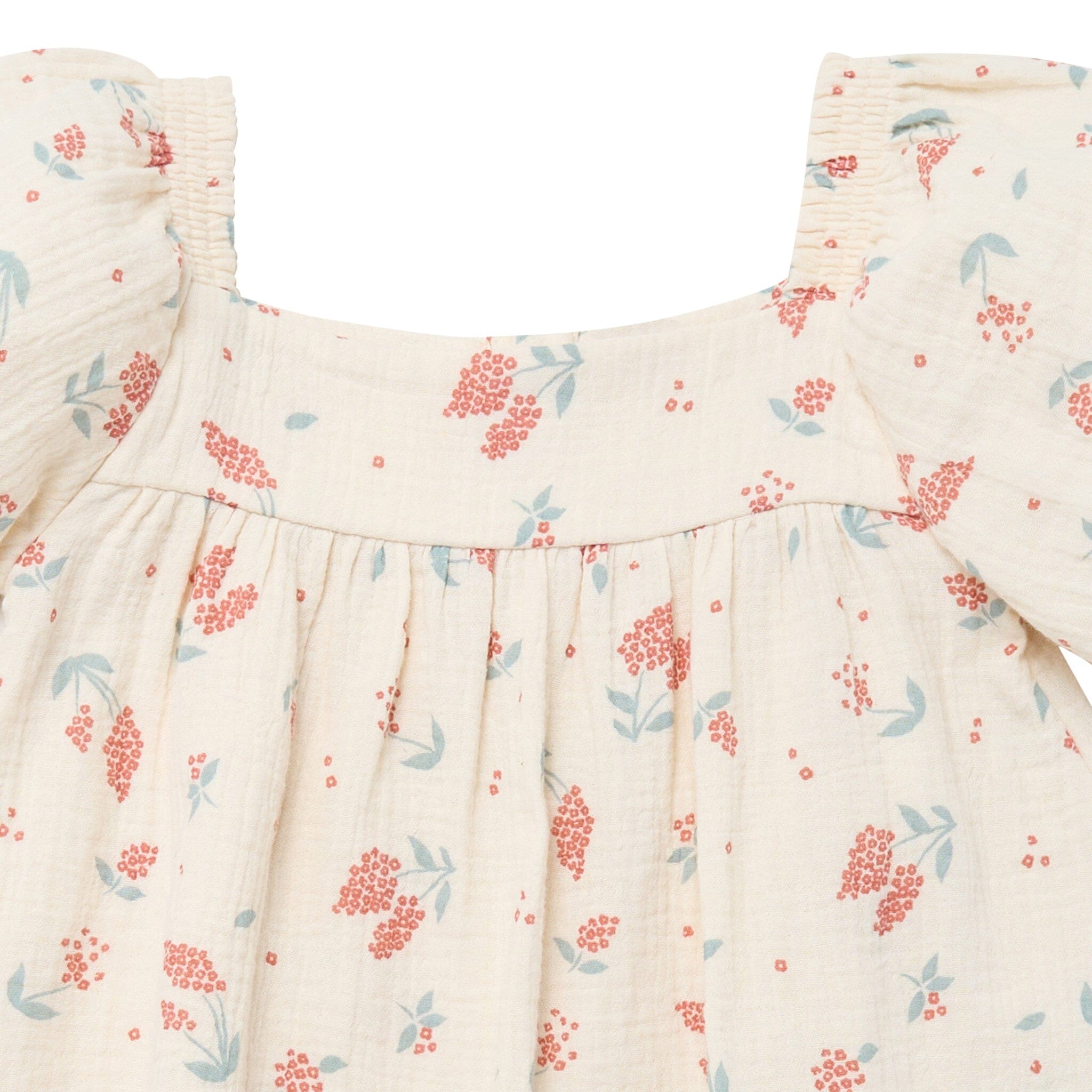 Infant & Toddler Girls Beige Tossed Lavender Puff Sleeve Dress - Image 4