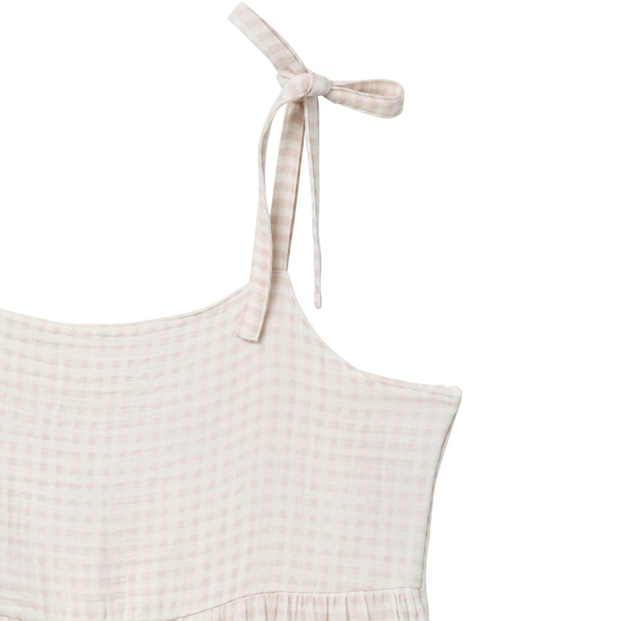Mommy & Me Tan Gingham Gauze Dresses Bundle - Image 5