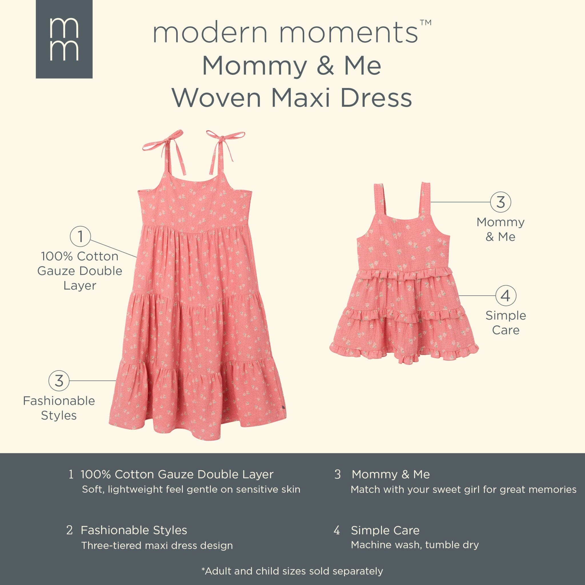 Mommy & Me Pink Raspberries Gauze Dresses Bundle - Image 8